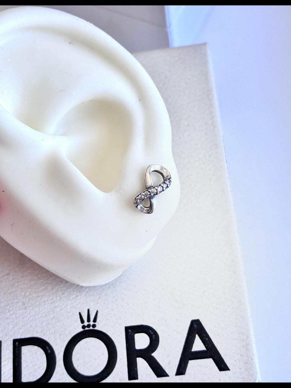 "Pandora" Sterling Silver Infinity Pave Stud Earring - Silver